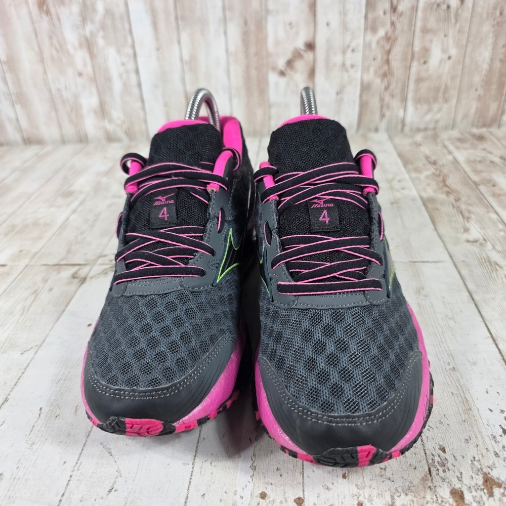 Mizuno Wave Prophecy 4 Womens Running Shoes Black Pink Neon J1GD150010 Size 7 - Picture 2 of 8